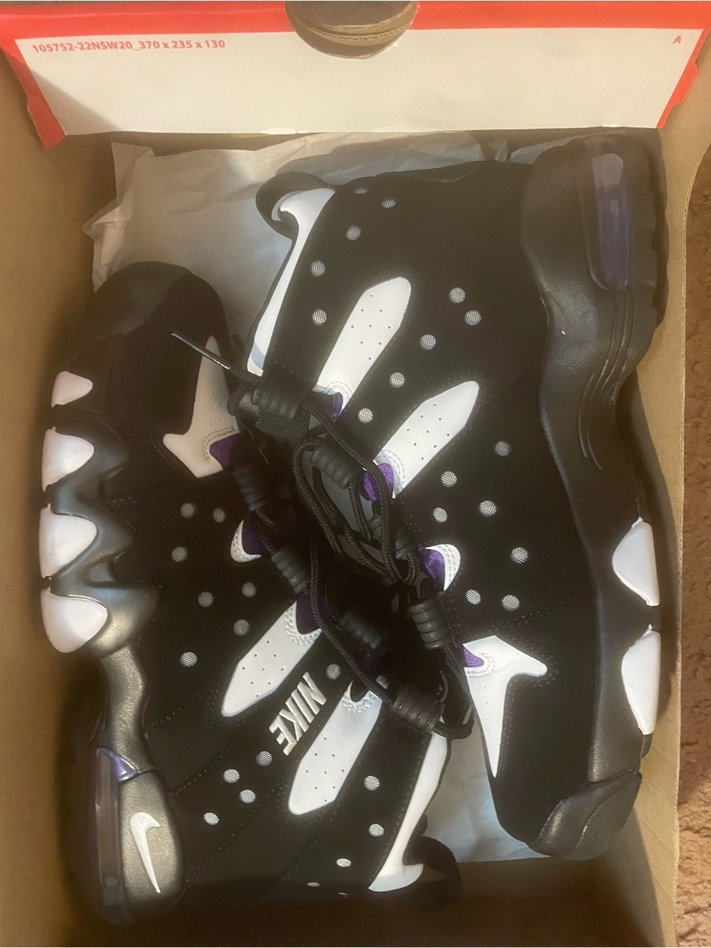Air Max CB ‘94 Nike Men's Black White Purple Sneakers Size 8.5
